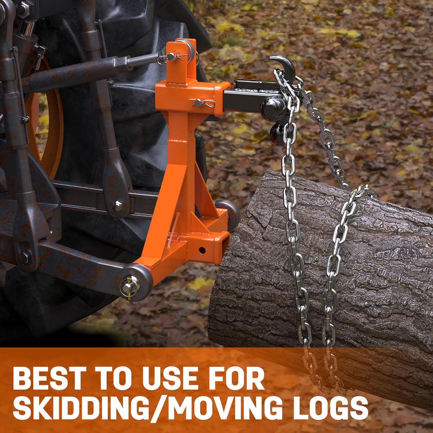 3 Point Trailer Hitch with Dual 2” Receiver, Orange 3 Point Hitch Receiver for Standard 2” Receiver and 5th Wheel/Goose Neck Connections, 3 Pt Quick Hitch Farm Equipment and Subcompact Trailer Hitch