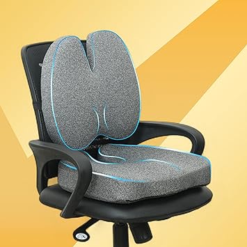 CRAFKEN Ultimate Pro Seat Cushion & Posture Corrector Backrest Combo | Hi-Per Foam Lumbar & Coccyx Seat Cushion for Chair, Back Pain Relief & Posture Support | Helps in Tailbone Pain Relief - image, photos