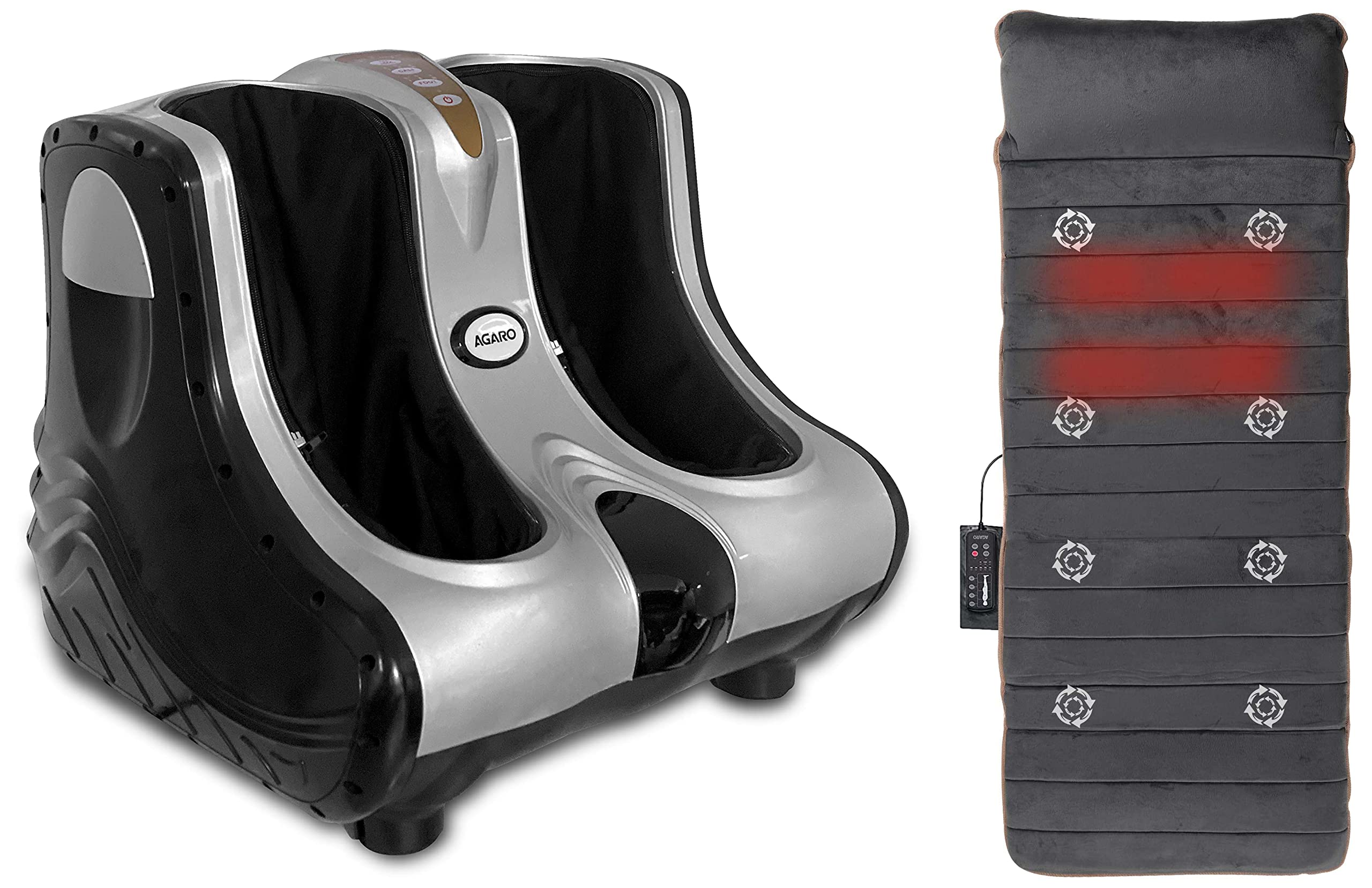 AGARO Amaze for Foot, Calf & Leg Massager, with Vibration & Heat & M8754 Electric Vibrating Mat With Pillow, 8 Vibration Motors, Lukewarm Heat Function, 5 Massage Modes With 3 Intensity Grey (B0BHHY1CGR) Amazon Price History, Amazon Price Tracker