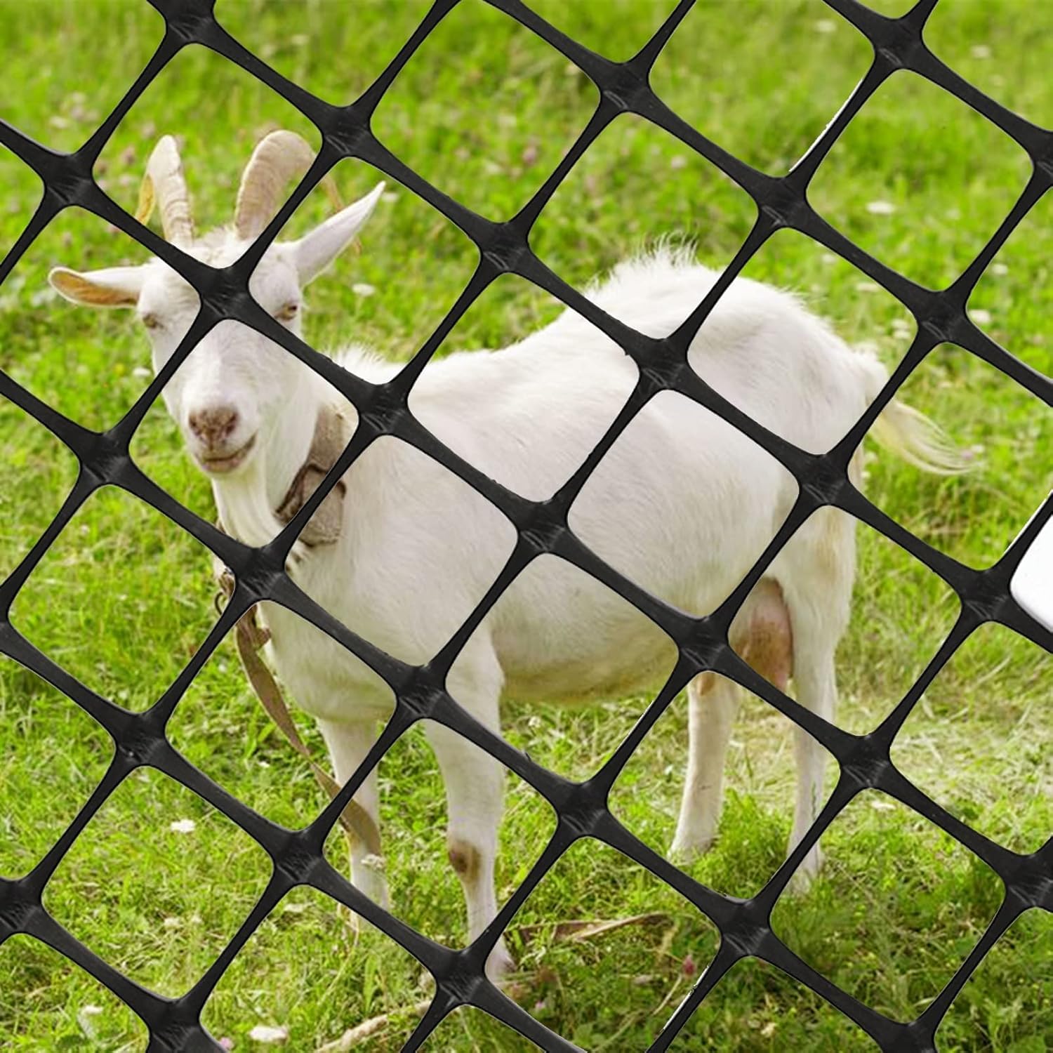 Rete di plastica for pollame for animali domestici, rete di sicurezza for capre e cervi, recinzione in rete di plastica nera for polli, barriera for animali for recinti da giardino(1.2x50m/3.94x164ft)