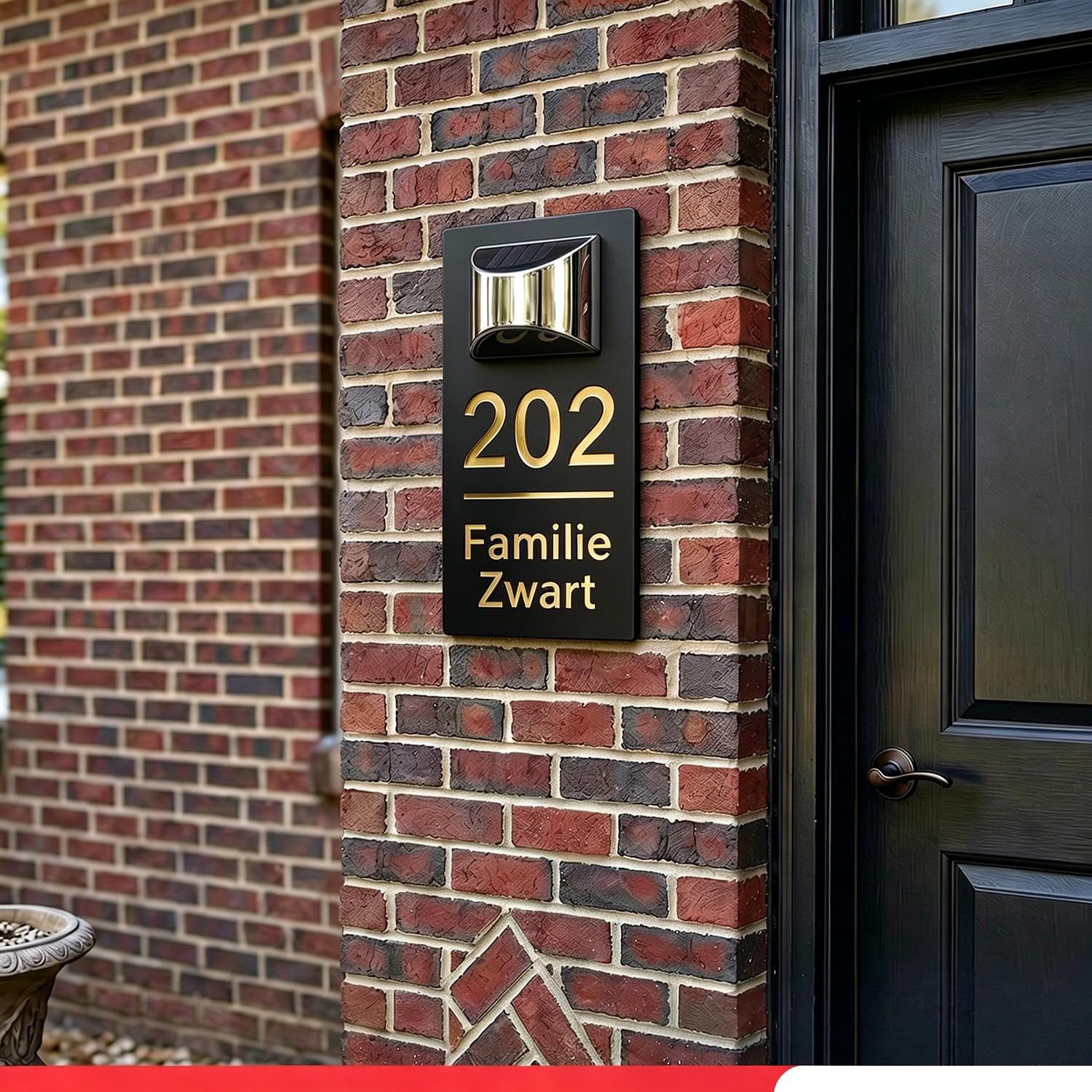Plaque d'Adresse LED Solaire Personnalisée - Numéro de Maison Lumineux Extérieur avec Capteur Automatique - Design Moderne Étanche IP65 pour Maison, Rue et Hôtel