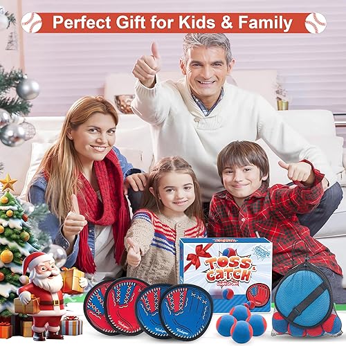 Miniatura 6 de Juego de pelota para tirar y atrapar, guantes de béisbol para niños pequeños, juegos al aire libre para la familia, juguetes para patio de playa