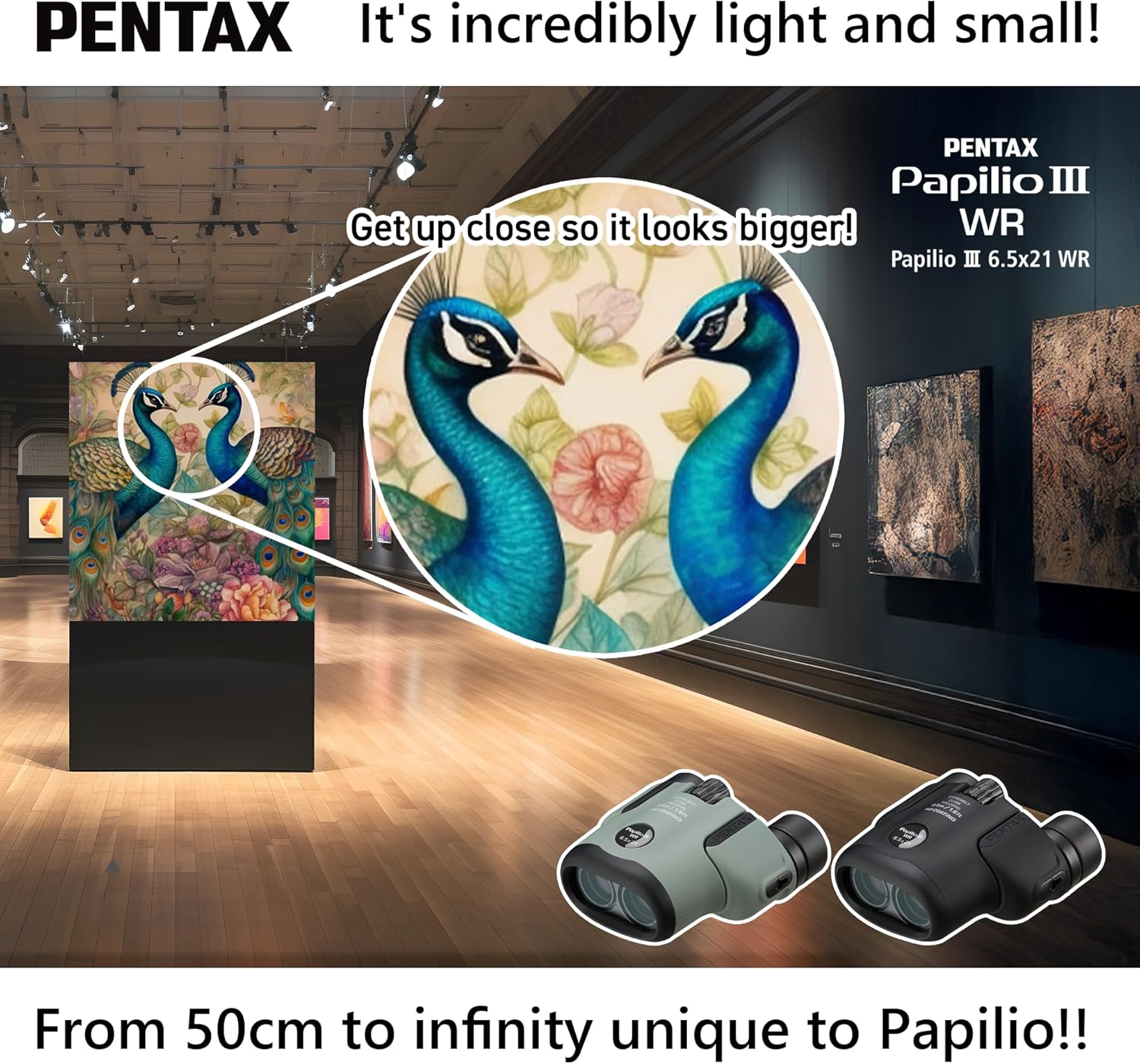 PENTAX Papilio III 6.5x21 WR Olive, 50cm Close-up to Infinity Focus, Weather-Resistant Body, New HD Coating, Suitable for observing Tiny Objects, for Travel, Hiking, Concerts, Sports, Stargazing