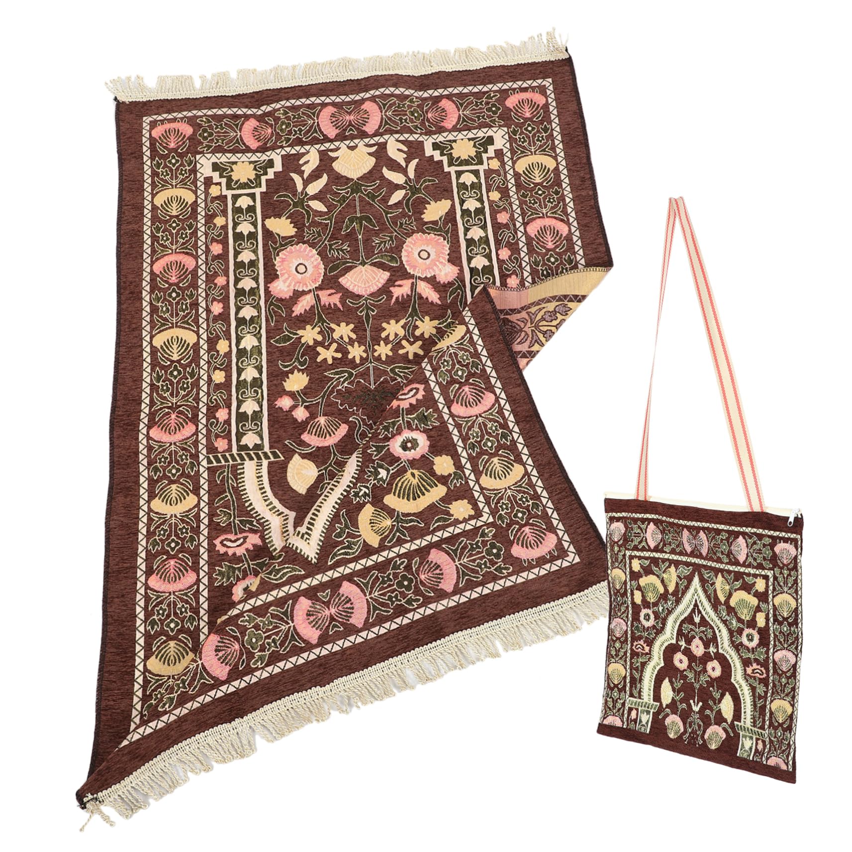 Tapis de prière islamique chenille confortable ensemble décoratif de voyage