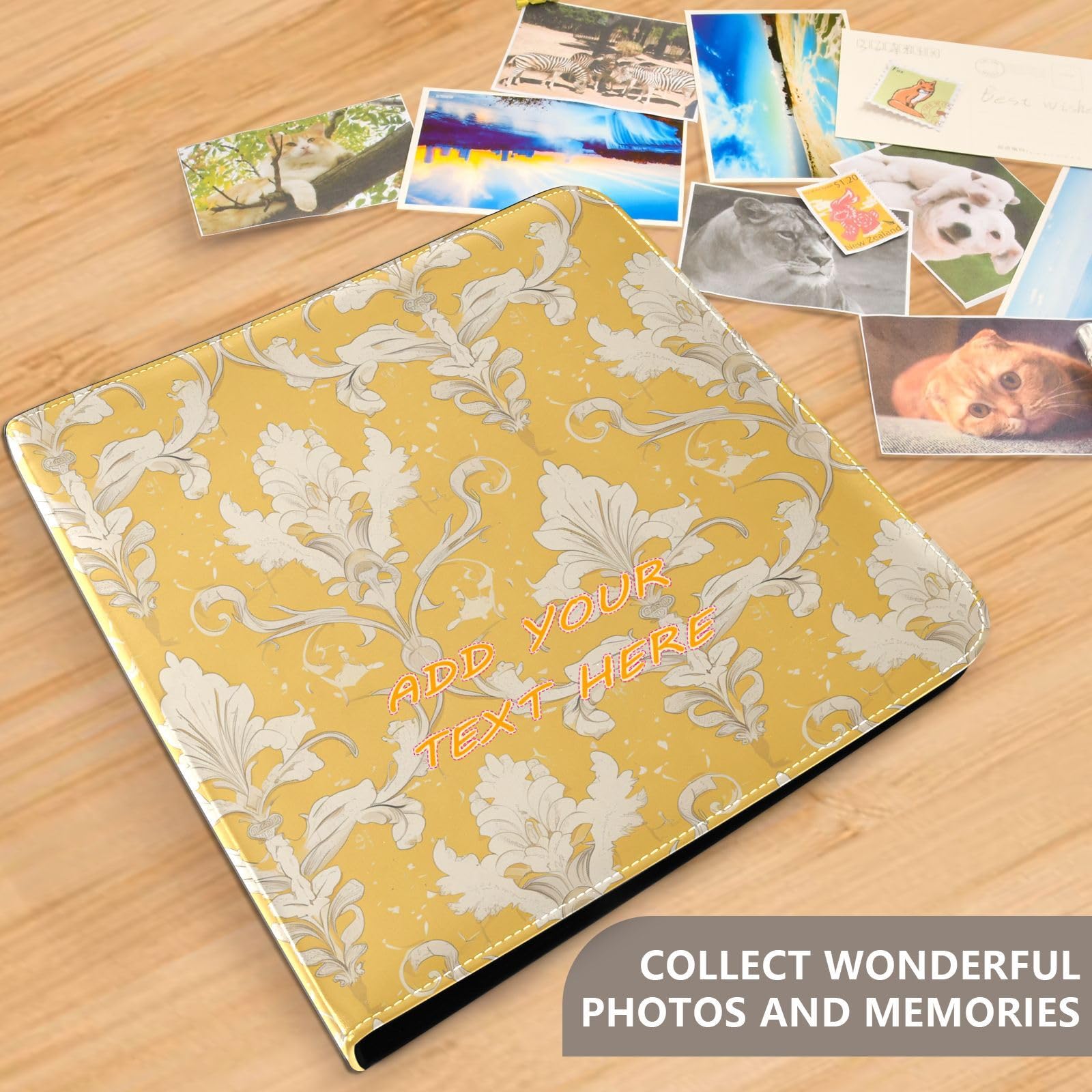 Fleur-de-lis żółte albumy ze zdjęciami w stylu vintage, spersonalizowane albumy fotograficzne, albumy fotograficzne, 10 szt., zdjęcia 5 x 7 cm