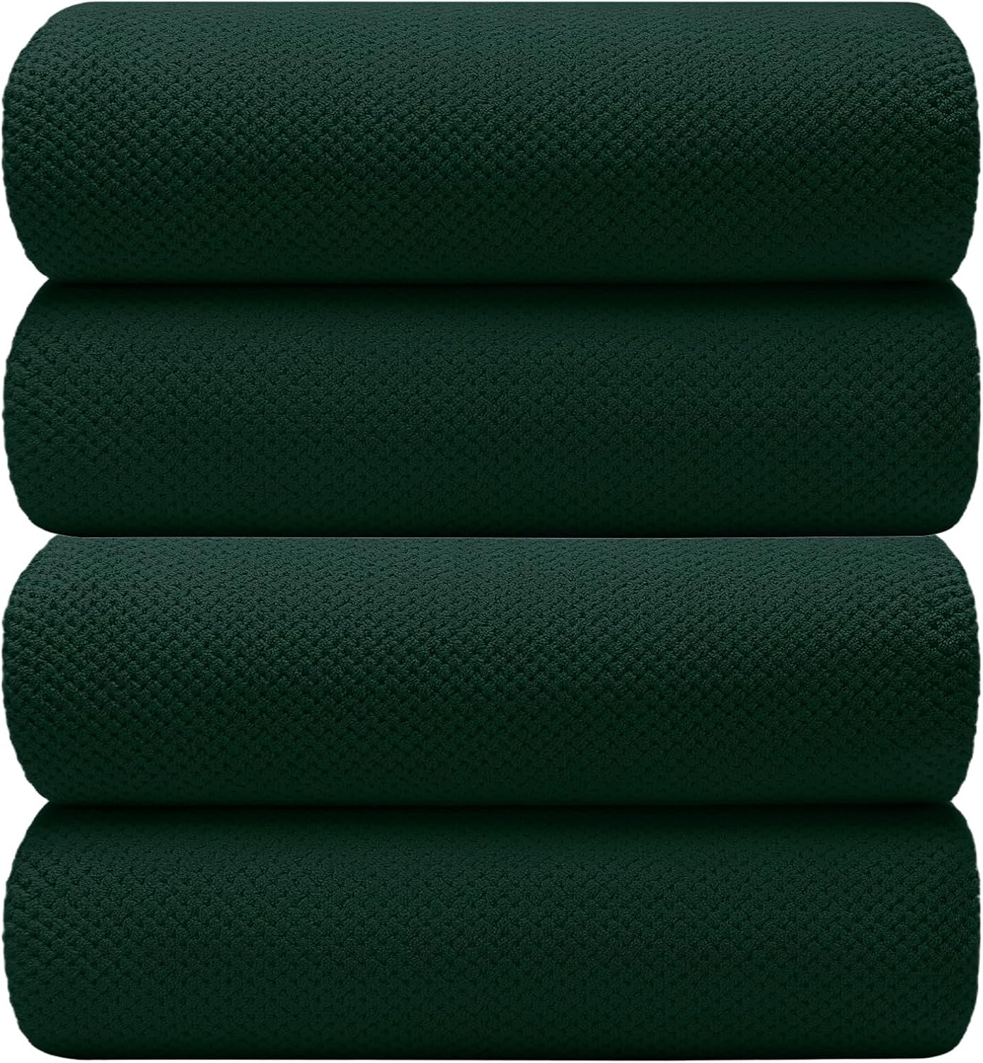 YTYC Towels,29x59 Inches Extra Large Bath Towels for Bathroom Super Soft Quick Dry Light Weight Waffle Microfiber Shower Towels 80% Polyester 20% Nylon (Dark Green,4 Piece)