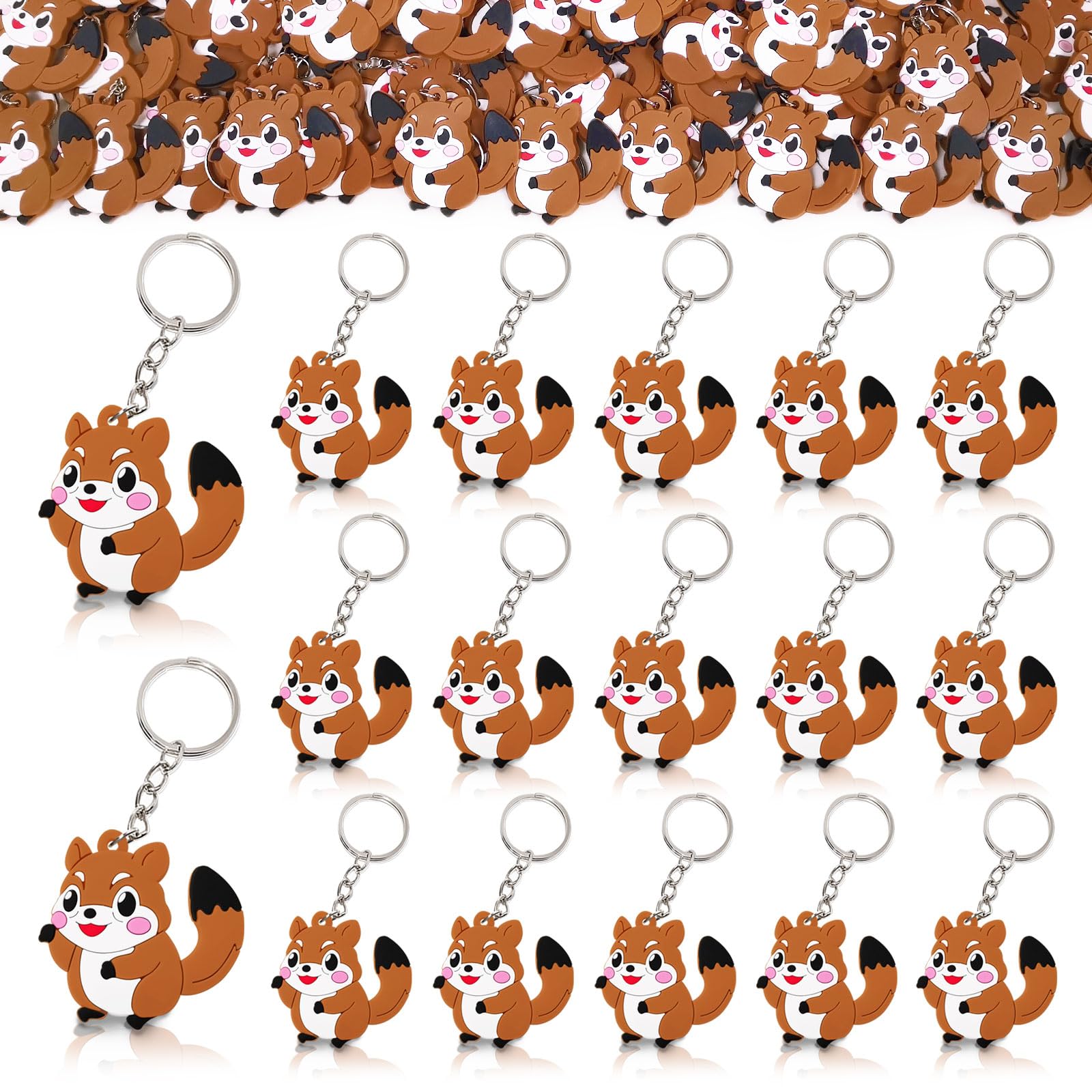CiciBear 24 Pack Keychains Party Favors for Squirrel Woodland Party, Jungle Goodie Bag Stuffer, Kids Birthday, Carnival Rewards