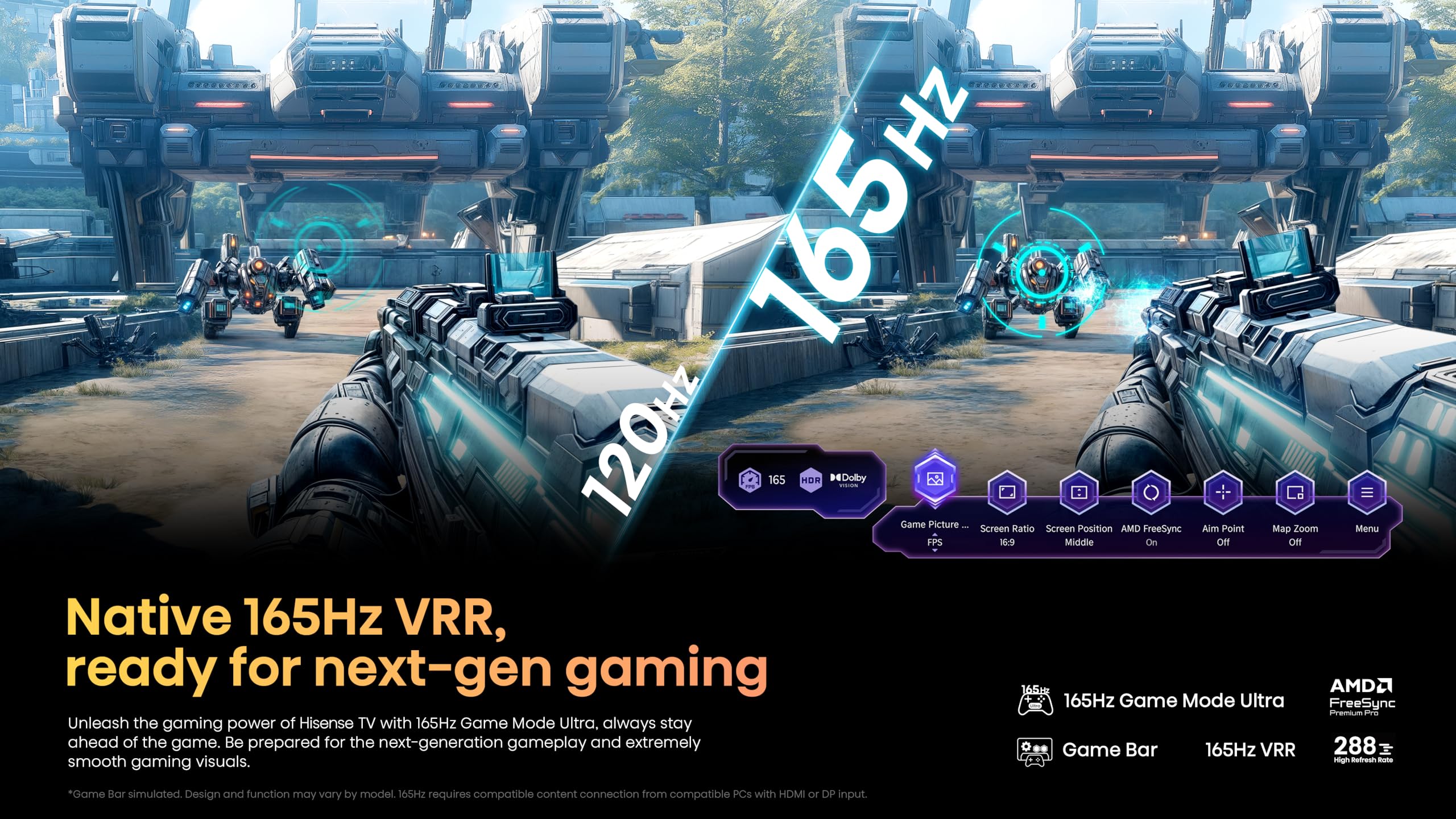 Hisense 65U7Q Pro Fernseher 65 Zoll, 4K Mini LED, Smart TV, Hi-View AI Engine Pro, 165Hz Game Mode Ultra, FreeSync Premium Pro, 2.1.2 ch. Surround Sound, Dolby Vision IQ Atmos, Sprachsteuerung [2025]