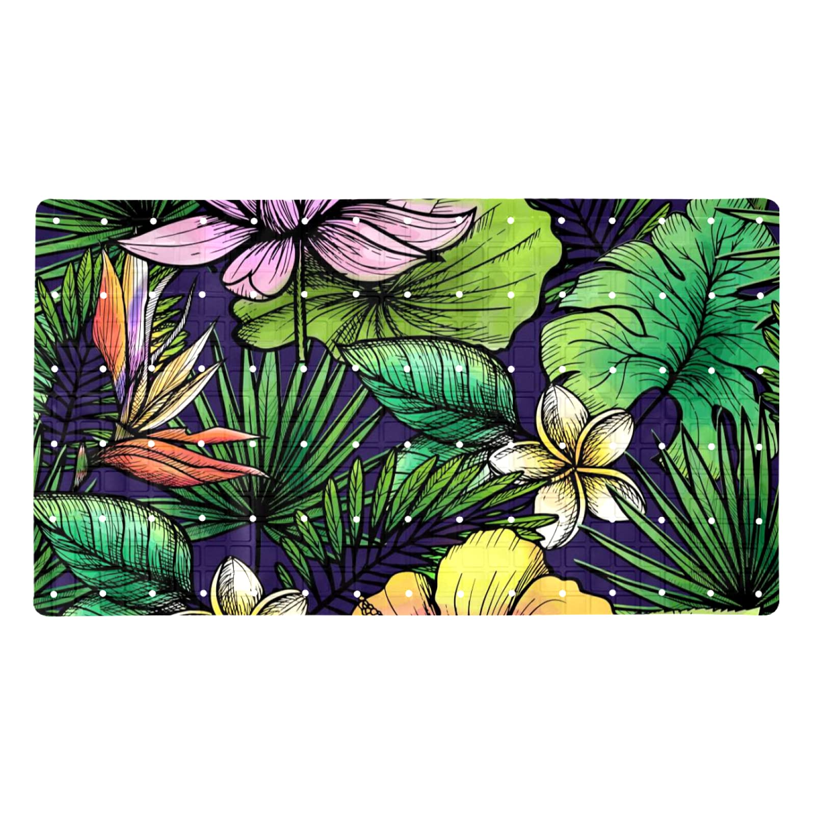 Tapis de bain tropical sans latex pour éviter les allergies et sécuriser la douche
