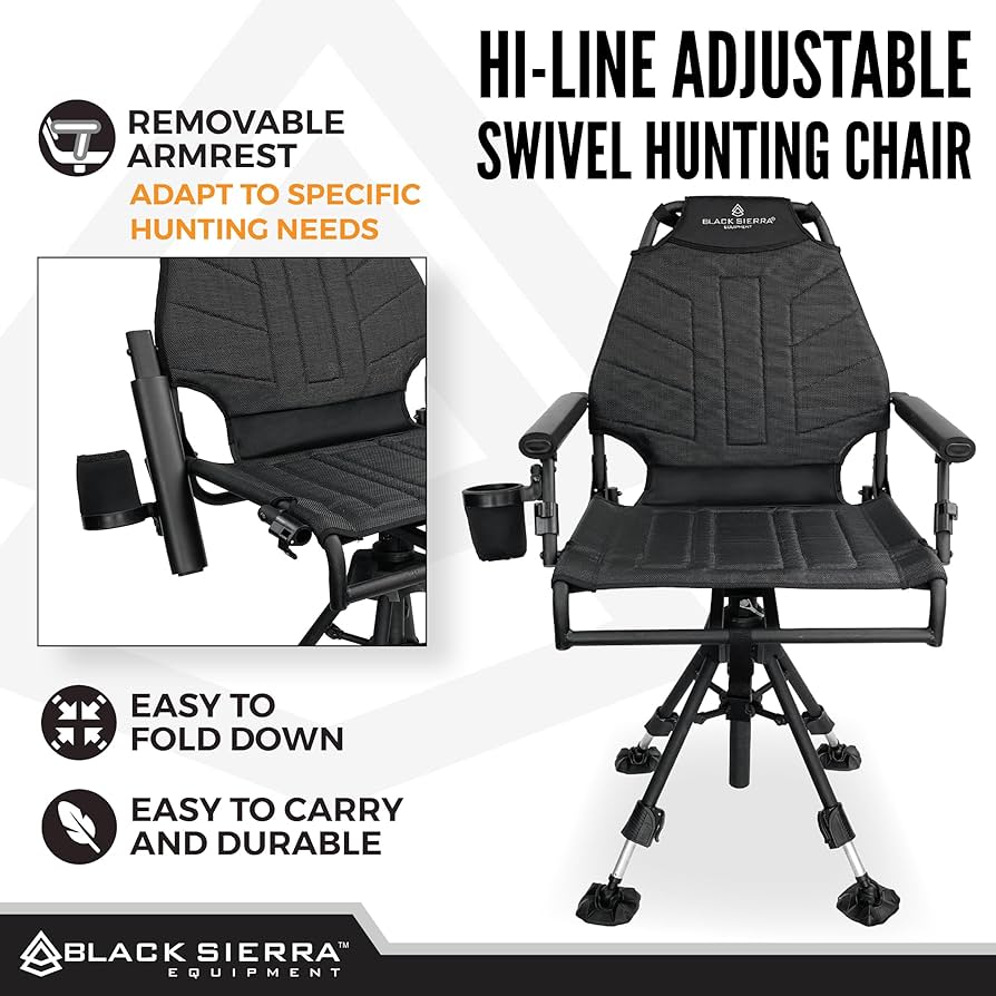 Black Sierra Heavy Duty Hunting Chair Supports 300 Lbs, XL