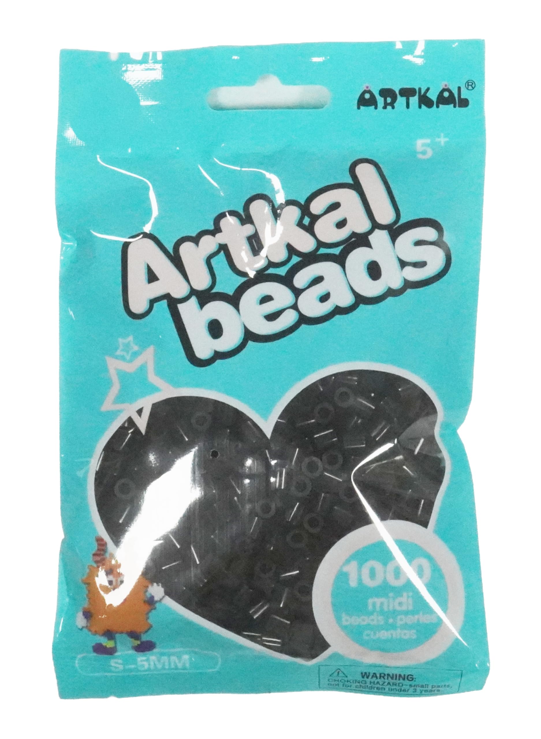 Artkal 5mm Midi Fuse Beads Black 1000 Beads