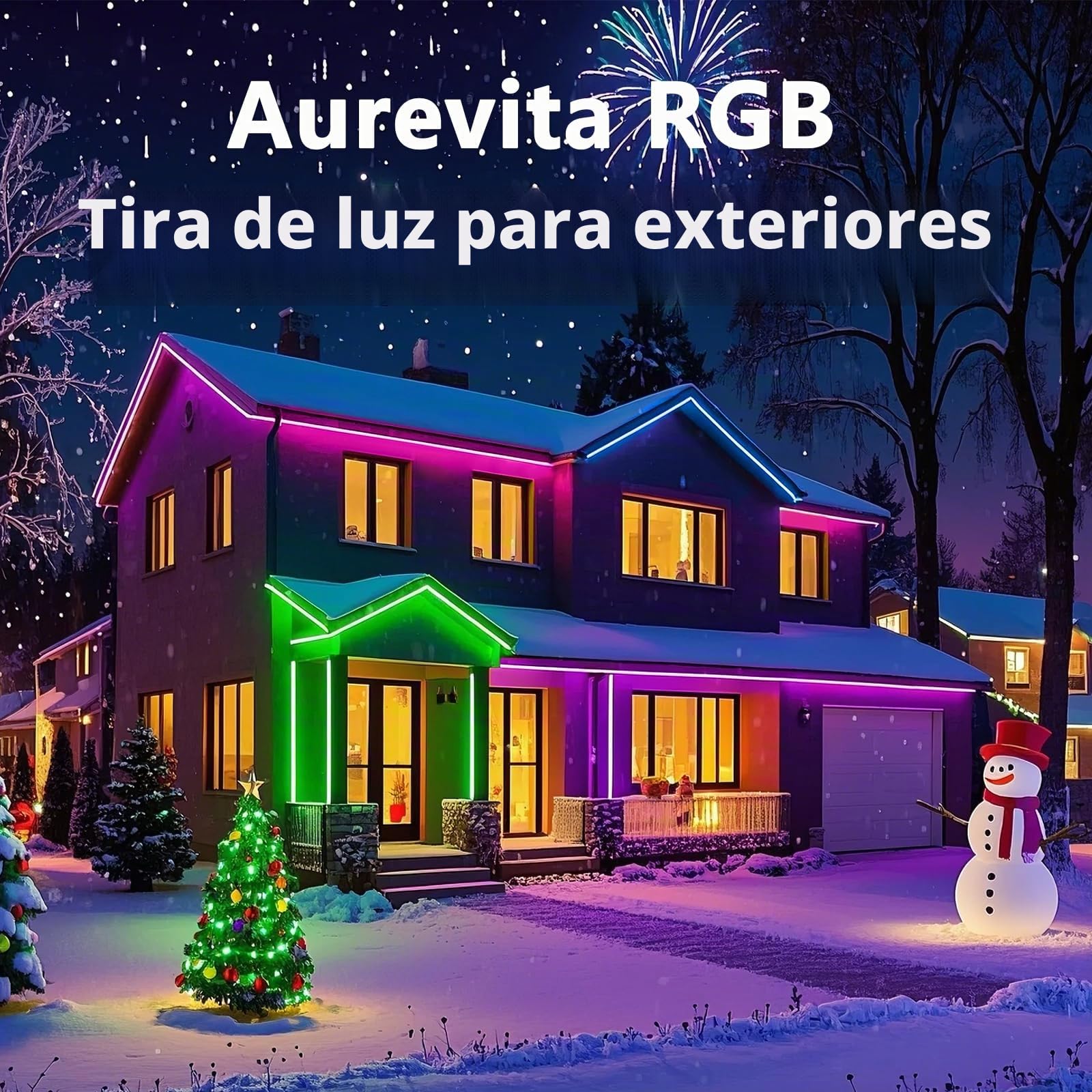 Tira LED para exteriores, 30 m, Smart IP67, sincronización con música, control por app, montaje en pared, RGB, impermeable, para balcón, jardín, dormitorio (Sin control remoto) (30 meter)