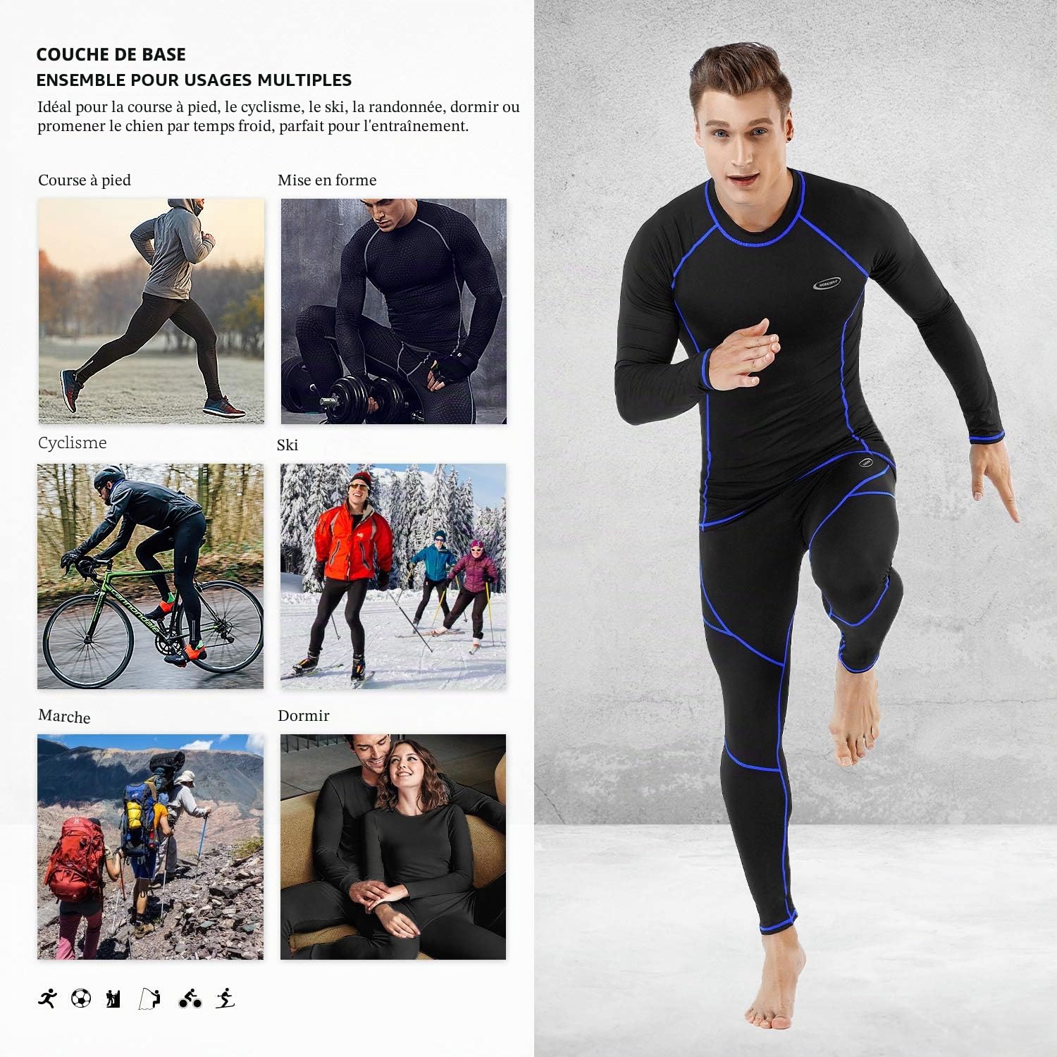 sous-Vêtement Thermique Homme Ensemble de sous vêtements Thermiques Hiver