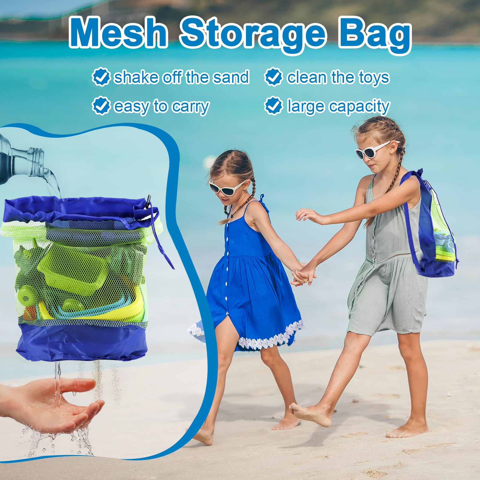 Lot de 36 Jouets de Plage pour Enfants - avec Motif Dinosaure (âge 1 à 3 Ans) - Ensemble de Jouets de Plage de Voyage (âge 4-8) - Sac en Filet - Pelle - Château - Formes d'animaux Kit de