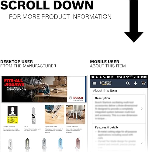Miniatura 6 de Bosch T101B3 - Hojas de sierra caladora de corte de madera limpia TPI de 4 pulgadas y 10 V TPI