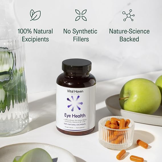 Eye Health Supplement - Meso Zeaxanthin + Lutein + Zeaxanthin + Bilberry and VIT C/A/E/B2 with Zinc - UK Made