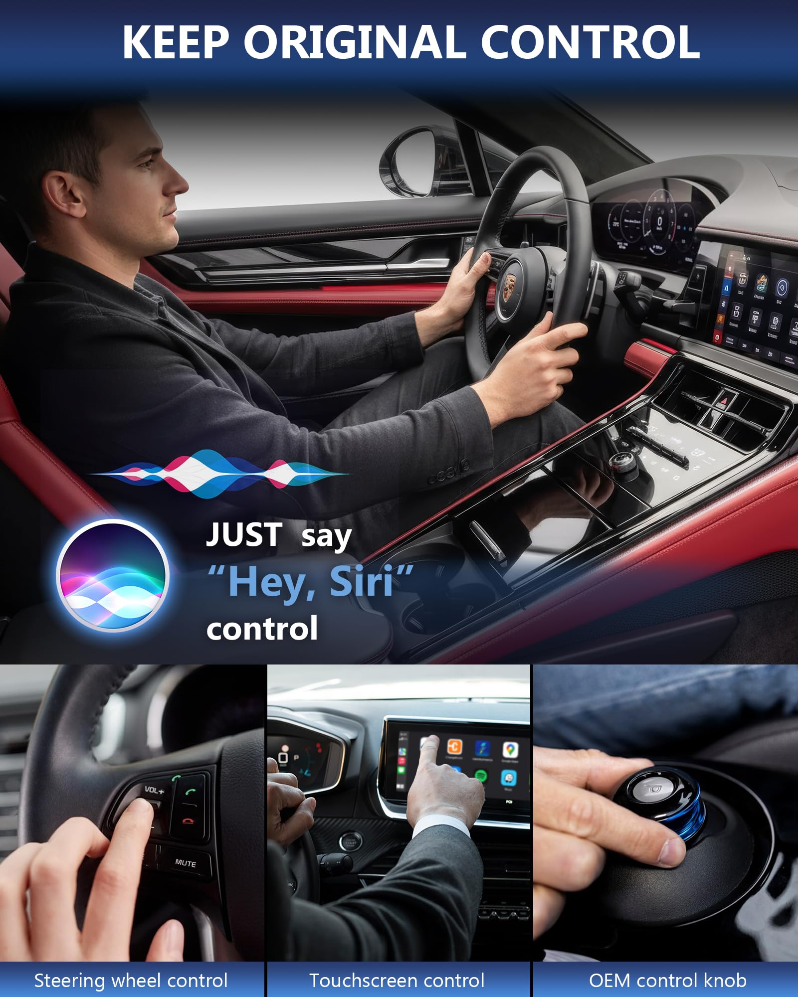 Bezprzewodowy adapter CarPlay – adapter samochodowy z systemem Android 2 w 1, bezprzewodowy 5,4 i Wi-Fi 6 GHz Plug & Play, mini rozmiar z przedłużaczem USB i USB C/typ C, stabilne połączenie