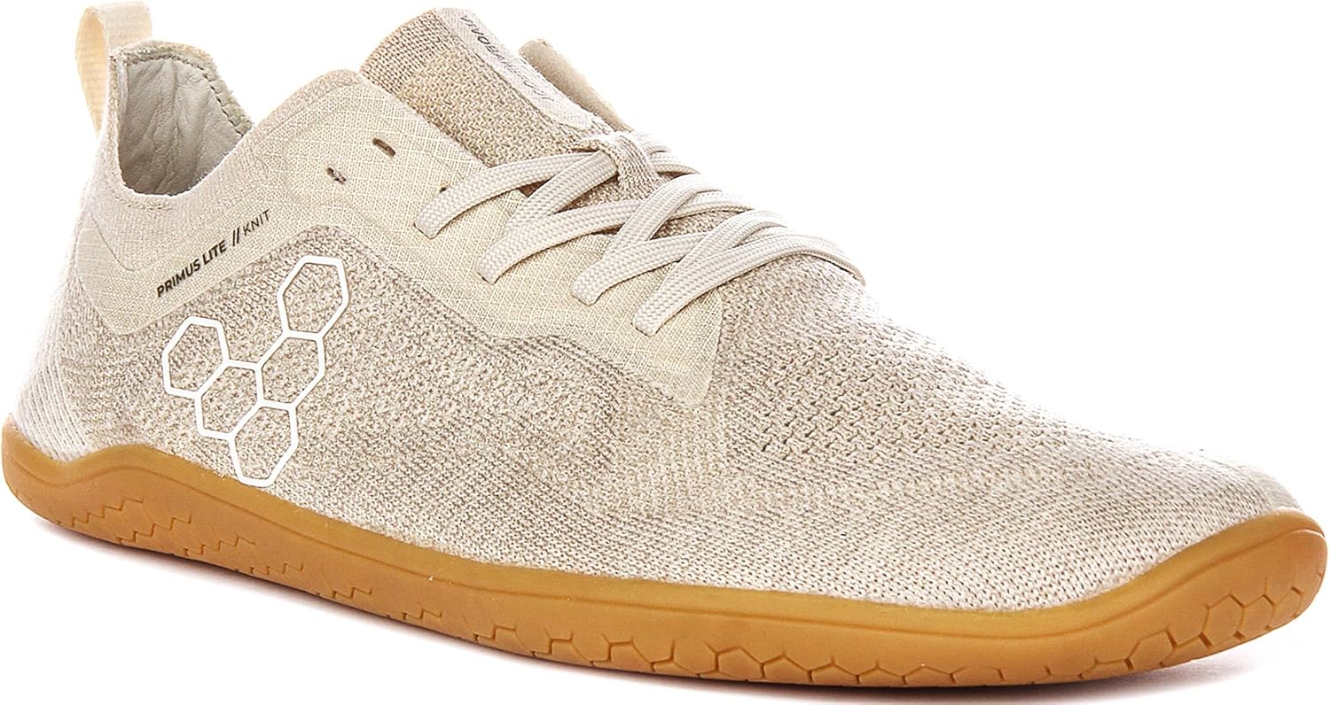 Vivobarefoot Mens Primus Lite Knit Natural Textile Trainers, Coconut, 45 EU/ 12 US
