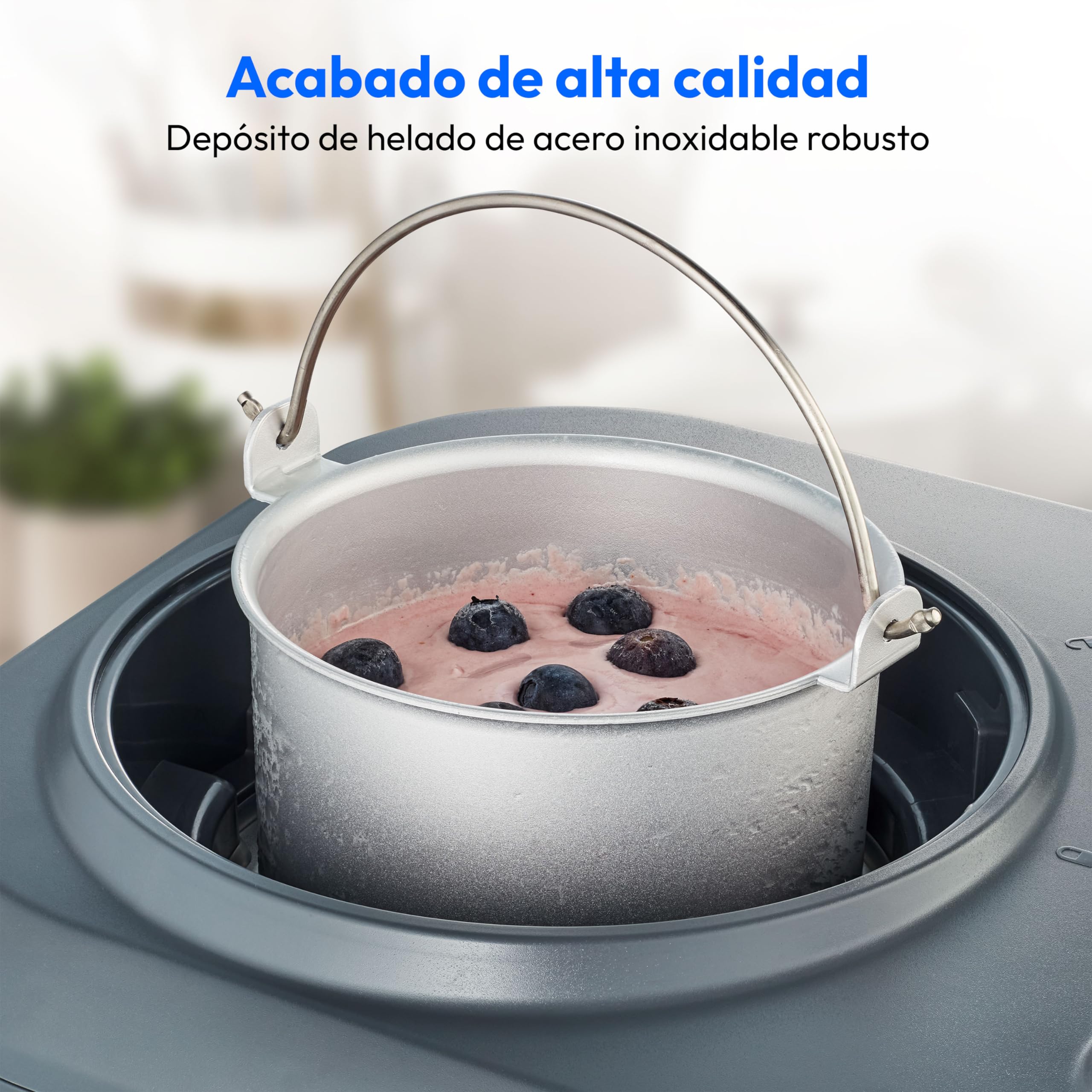 MEDION Heladera con compresor (autorefrigerante, ideal para helado, yogur helado y sorbete, 1 L, 100 W, recipiente de aluminio, MD10169)