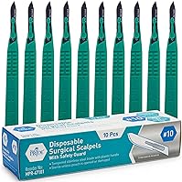 MED PRIDE Sterile #10 Scalpel Blades 10 Pack - Disposable Dermaplaning Tools, Protective Caps, Ergonomic Plastic Handles for Crafts & Precision Tasks