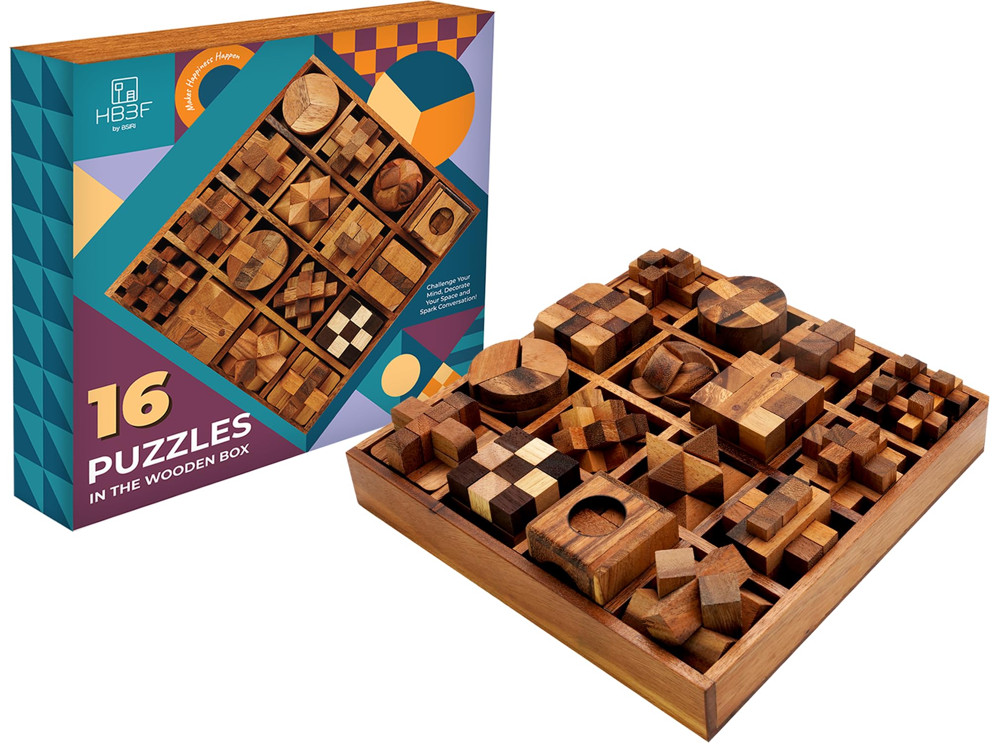 Sponsored Ad - BSIRI 16 in 1 Wooden Brain Teaser Puzzles for Adults and Teens or Kids Interlocking 3D Mini Wood Mind Games Hand Puzzle Teasers Set Toys Coffee Table Games Gift