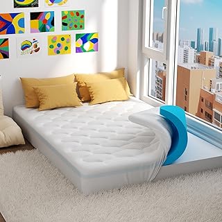 Cooling 4 inch Dual Layer Full Mattress Topper, 2 inch Cooling Gel Memory Foam, 2 inch Down Alternative Pillow Top Pad, Mattresses Cover for Bed, Medium Support, Fits 6”-19” Deep Pocket