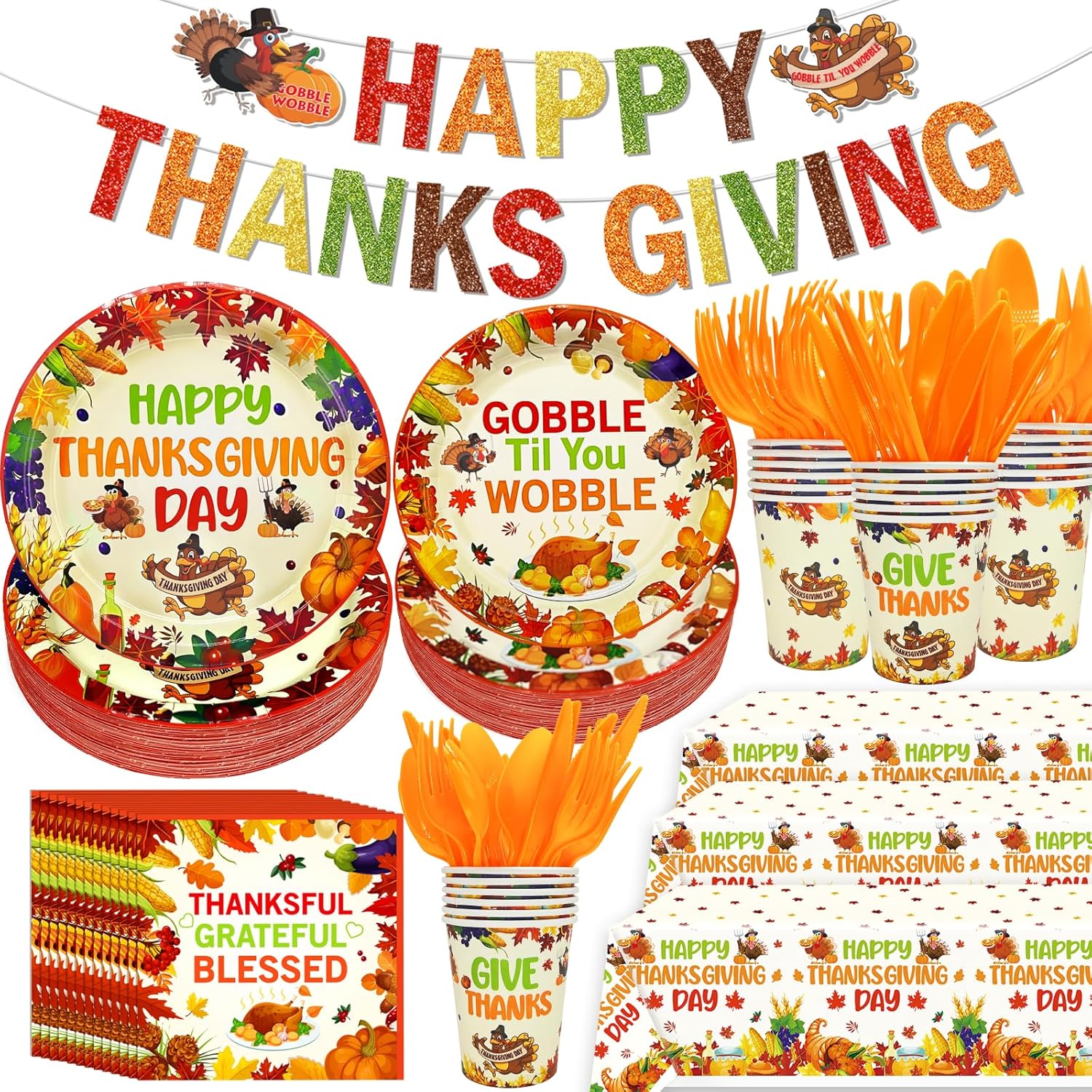 188Pcs Thanksgiving Party Supplies Happy Thanksgiving