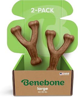 Benebone 2-Pack Wishbone Chew Toy for Aggressive Chewers, Real Bacon, Large | Durable, Multipack, Super Chewer, Made in USA, Dog Bones, Long-Lasting, A Size for Every Dog, Keeps Them Busy