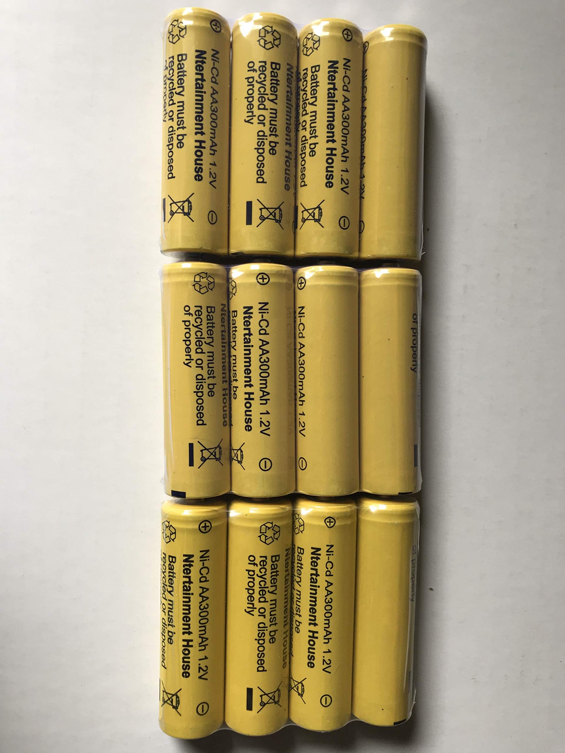 12 Piece Set AA NiCd Ni-Cd 300 mAh 1.2V Rechargeable Battery For Solar Lights