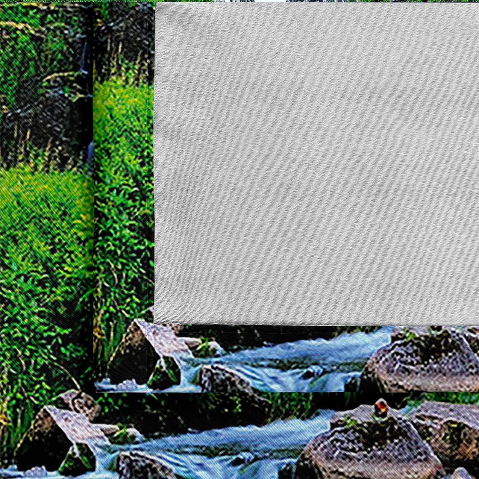 Gualiy Vorhänge Lang 2er Set, Gardinen Blickdicht 86x138 Natur Wasserfalllandschaft Verdunkelungsvorhang Schlafzimmer