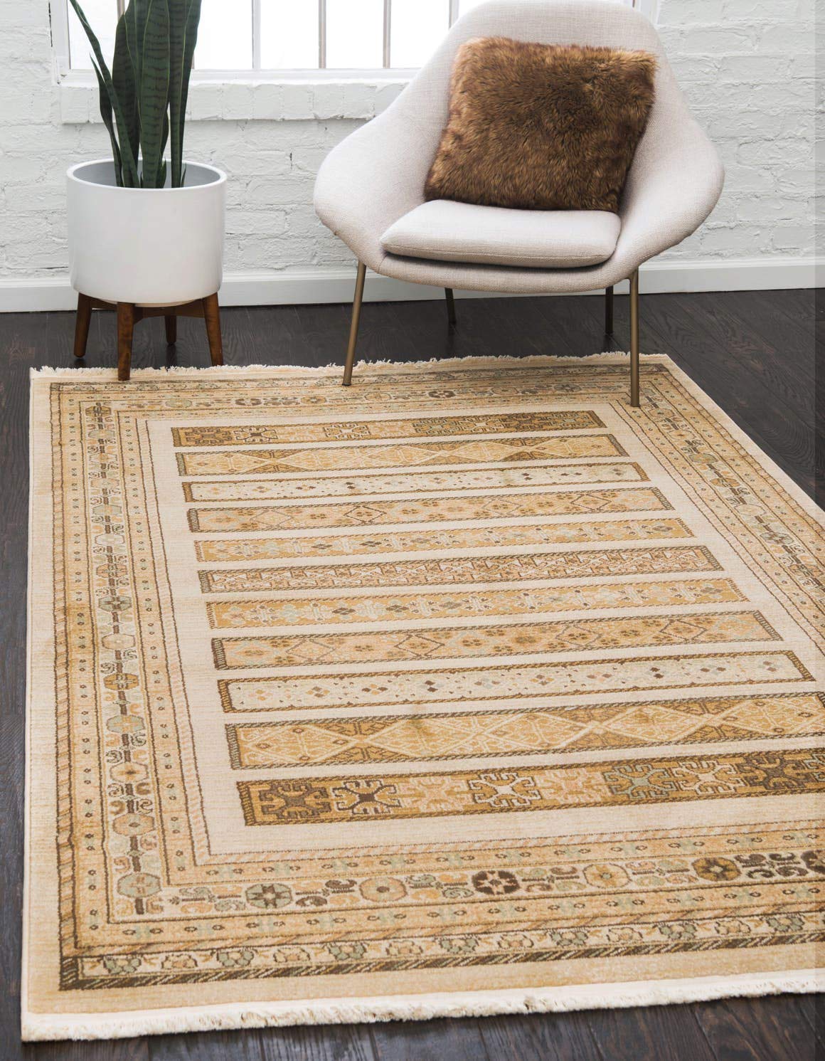 Unique Loom Fars Collection Area Rug - Pasadena (8' x 11' Rectangle, Ivory/ Cream)