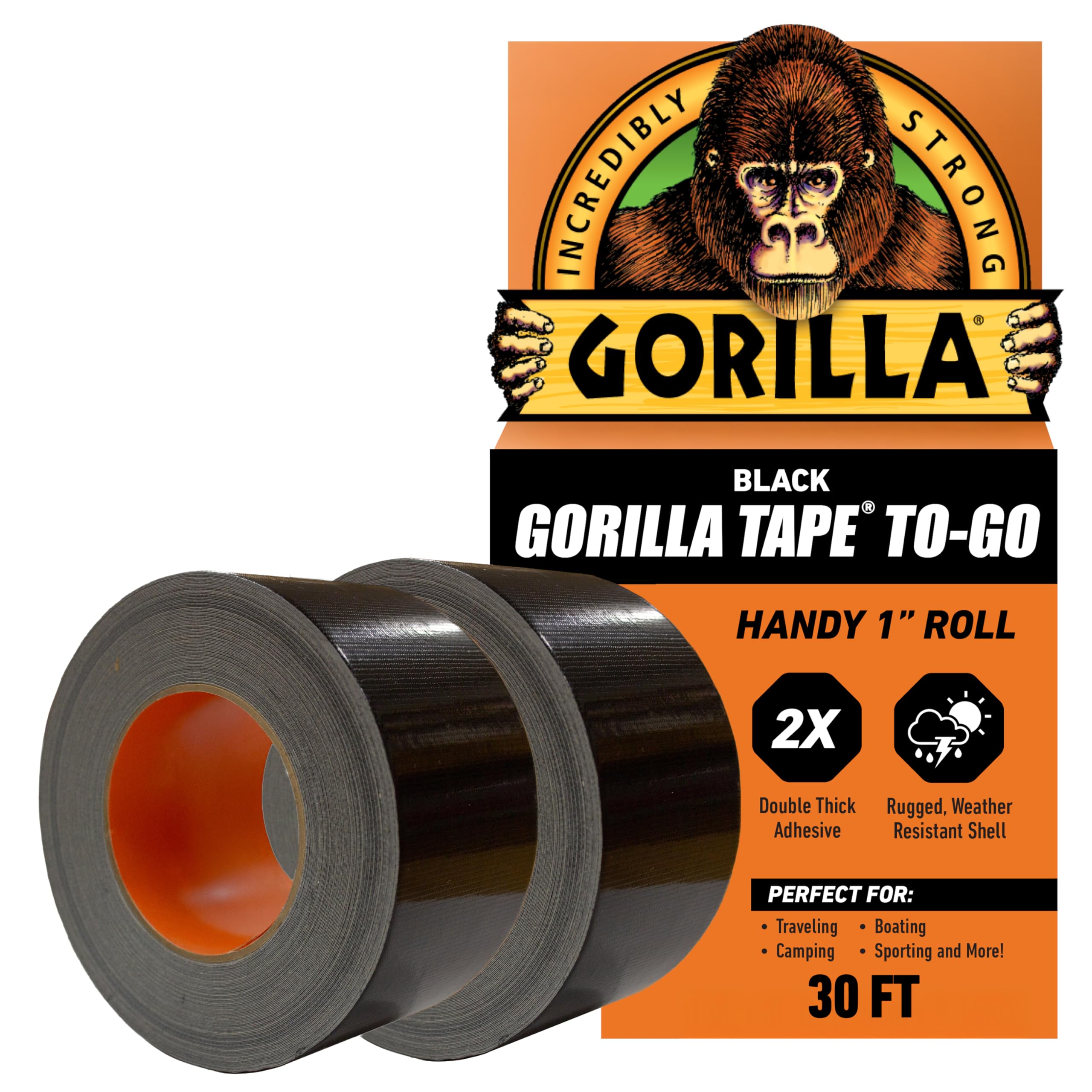 6100116 6100101-2 Duct Tape to-Go, 1" x 10 yd, Black, (Pack of 2), 2-Pack, 2 Piece