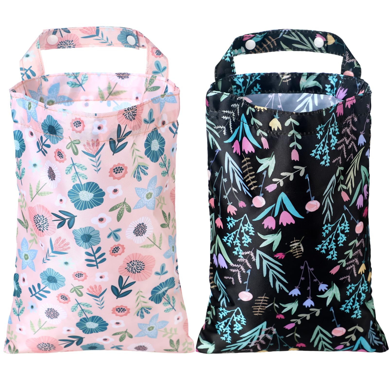 2 Pcs Hanging Car Trash Bag Collapsible Garbage Can Waterproof Small Trash Can for Woman Back Seat Car Accessories Bag Cute Polyester Bin for Boho Flower Theme Decor