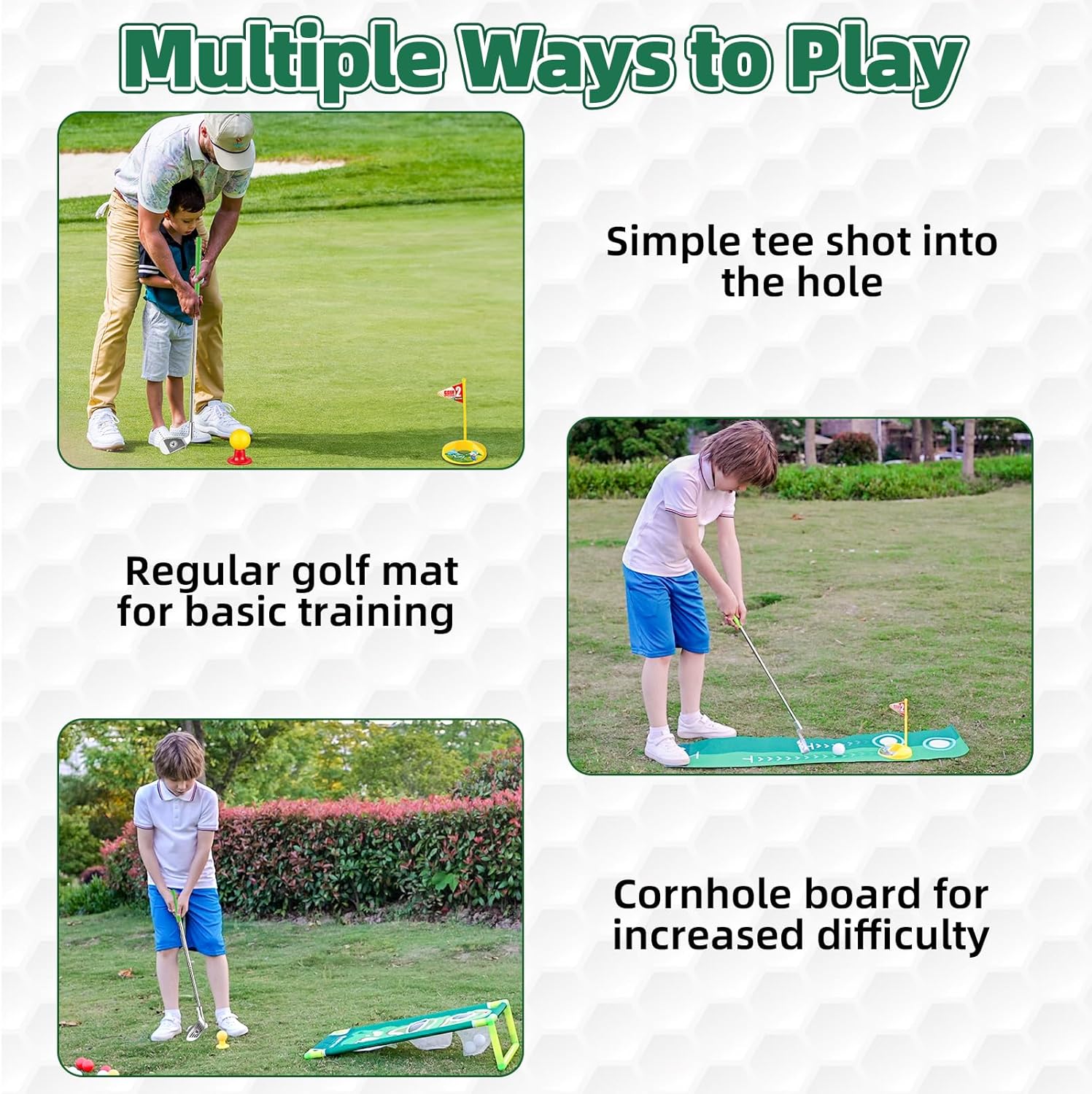 Liberry Kids Golf Set Aged 3 4 5 6 for Boys Girls, Retractable Toddler Golf Clubs Set with Putting Mat & Cornhole Board, Outdoor Indoor Sports Toy Birthday Gifts - Image 3