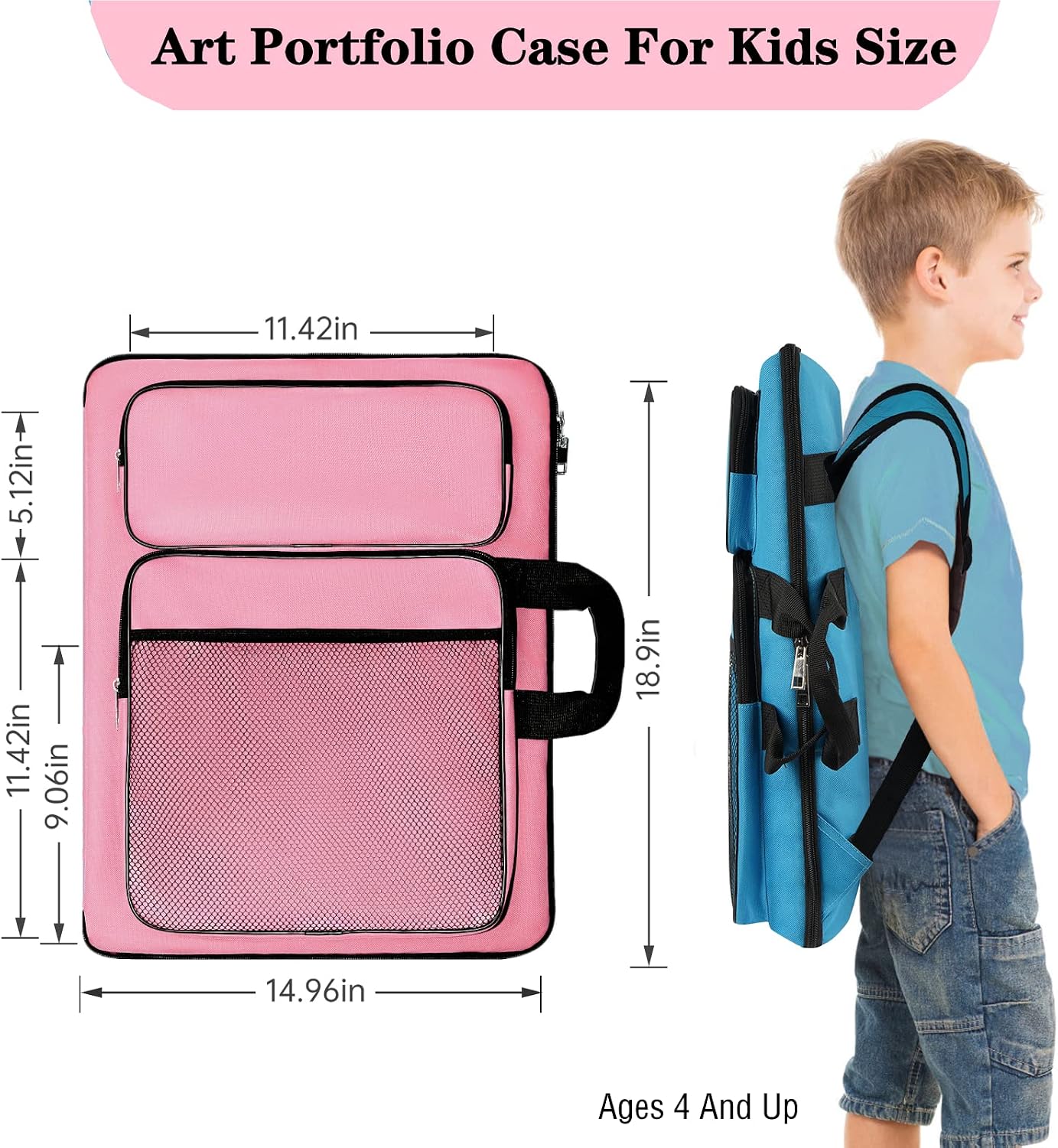 TreochtFUN Art Portfolio Kids Drawing Supply Bag 15 x 18 in for Children Lesson - Artwork Case Storage Sketchbook,Drawing Pencil,Artist Set