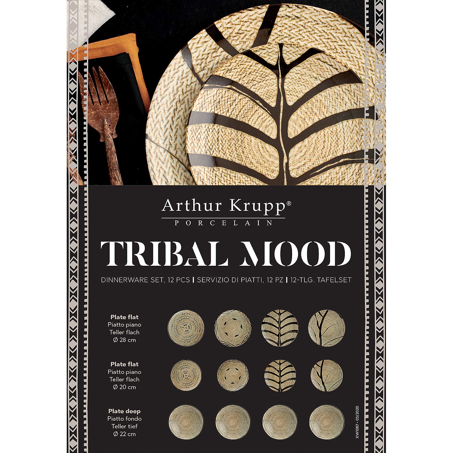 67350-A2 Tribal Mood Porcellana - Servizio piatti, 12 pz