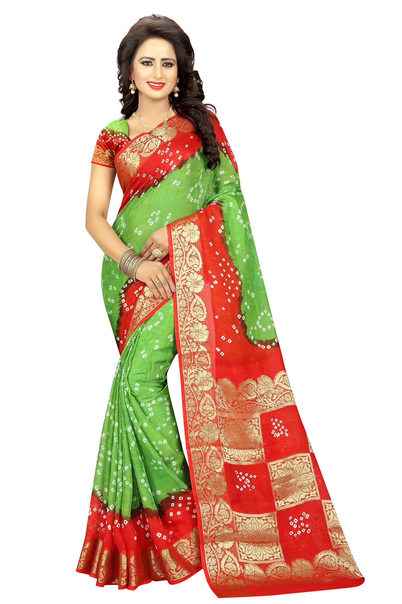 Divine International Women's Art Silk Box Palu Bandhani Sarees