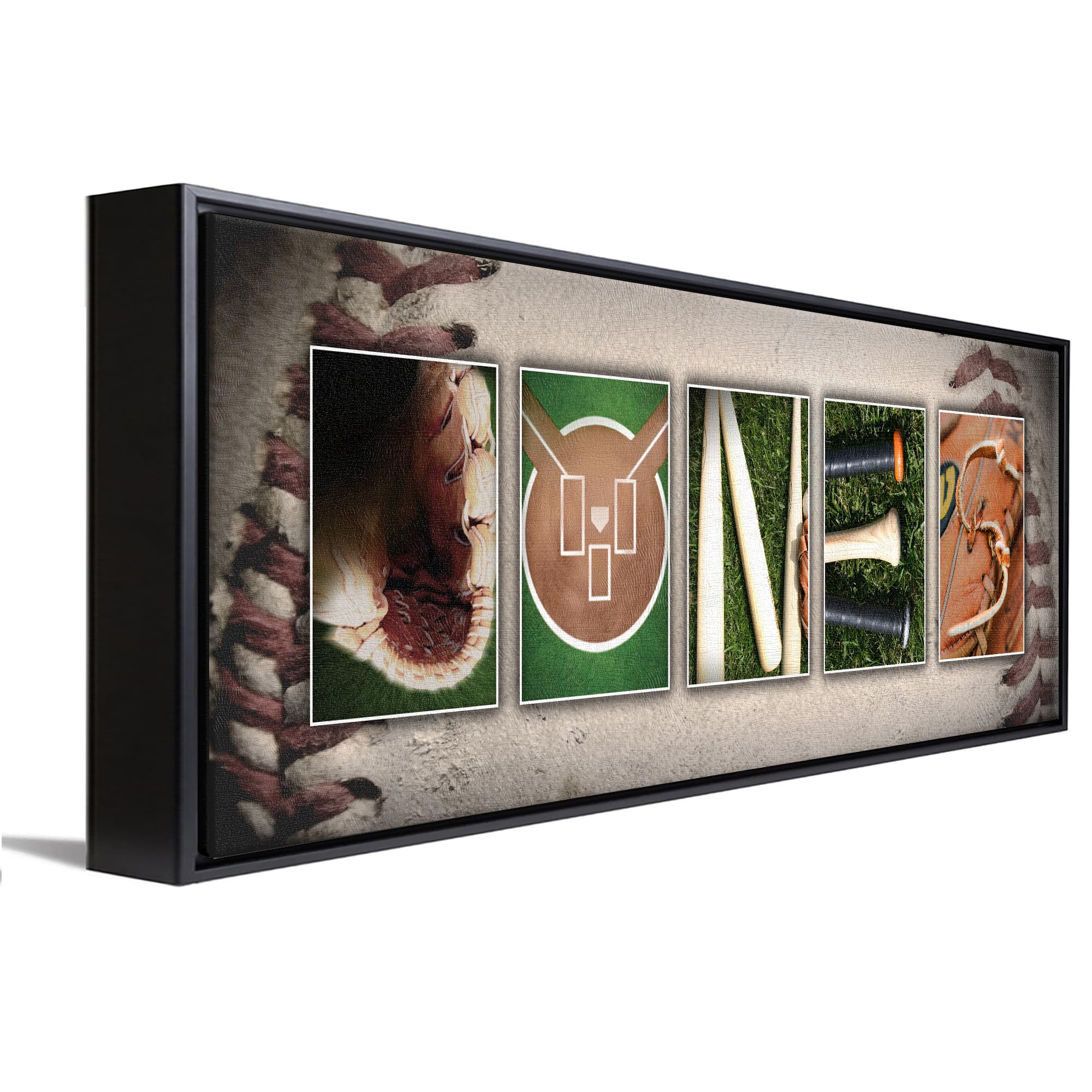 BASEBALL Custom Photo Name Art | Premium Float Framed Canvas | 18”x6