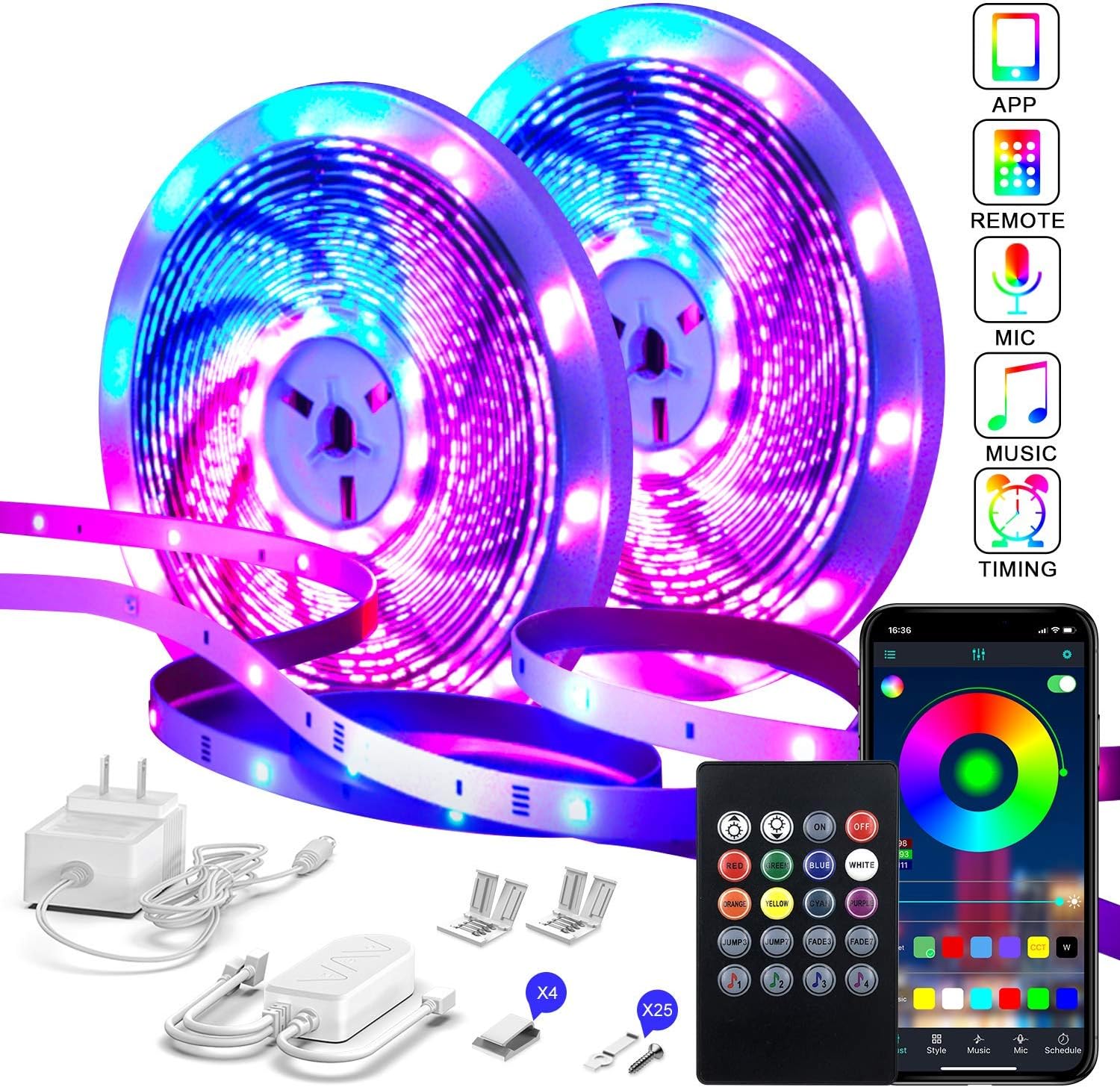 Car Lights LED light belt 5050 light belt suit RGB seven color waterproof music light bar