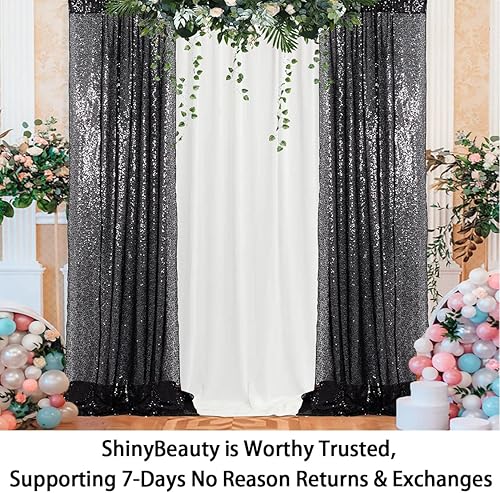 Miniatura 6 de Cortinas negras de 4 x 8 pies, 2 paneles de cortinas de fondo brillantes con purpurina, telón de fondo de fotografía, tela de lentejuelas, panel de