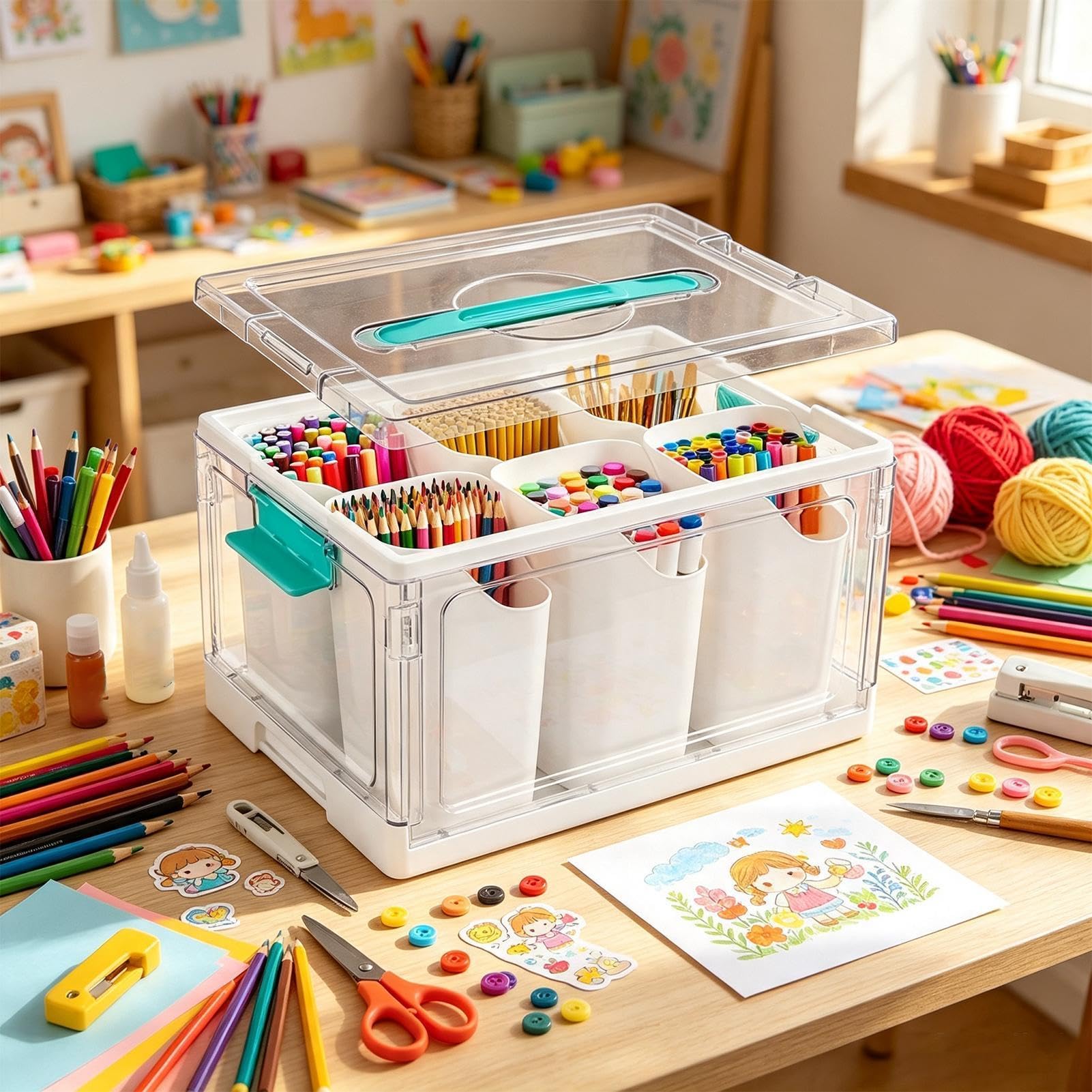 Organizer Per Artigianato E Contenitore Scatola Da 22,7 Litri Con Vassoi | Organizer Per Arte E Creatività Per Camera Da , Casa, Scuola, Ufficio, Armadio, Cucina E Bagno
