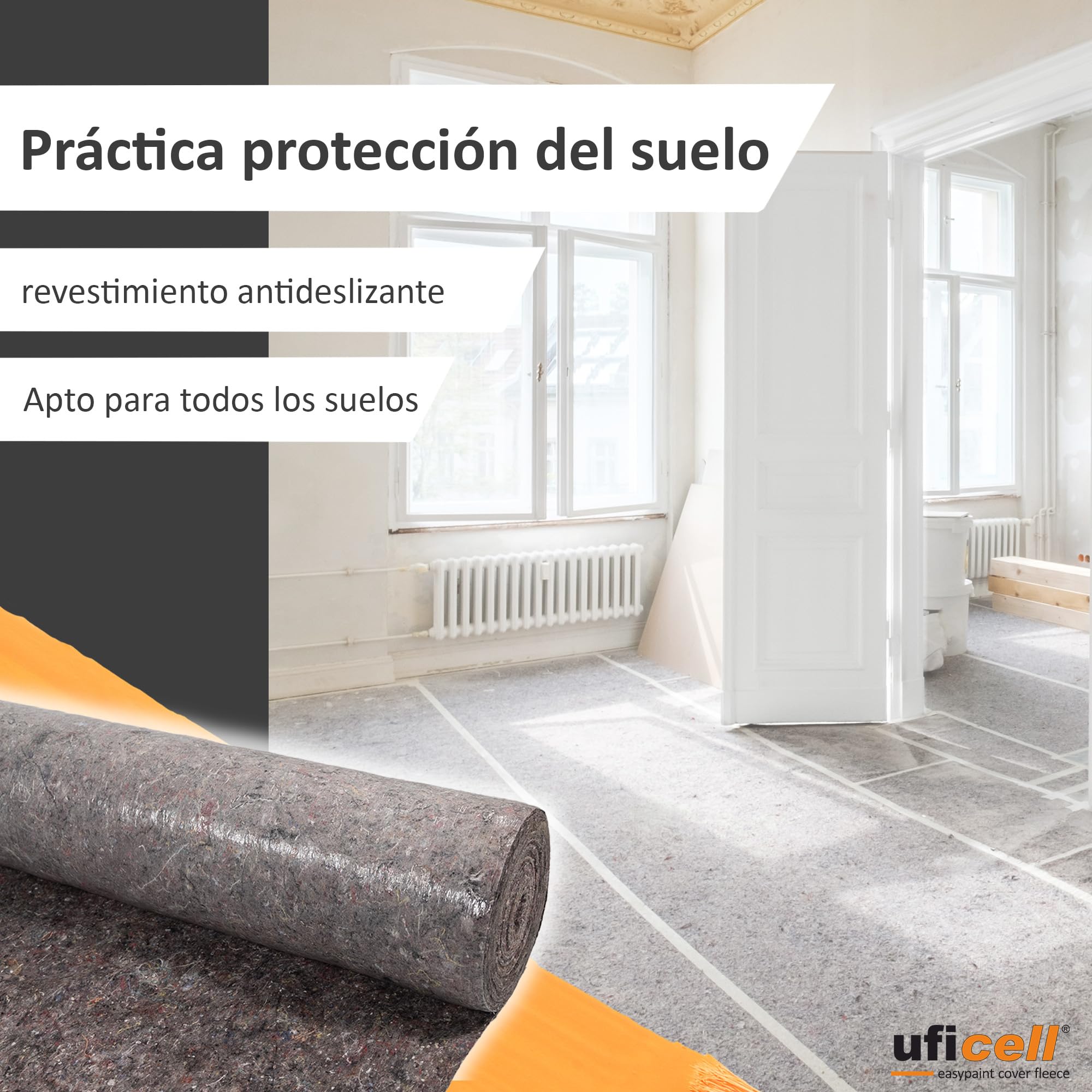 easypaint Velo de Pintor Premium - Velo Protector - Velo de Cubrición Peso: 250 g/m² | Recubrimiento Antideslizante de PE | La protección perfecta para suelos - ¡GANGA! (Peso: 250 g/m², 25 m²)