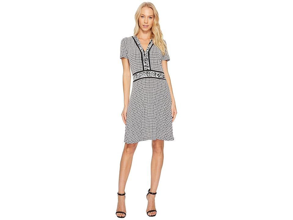 

MICHAEL Michael Kors Houndstooth Cat Border Dress (Black) Women's Dress