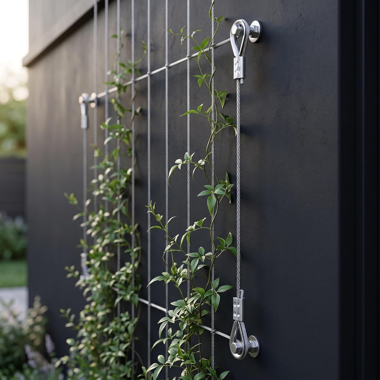 NUOBESTY Stainless Steel Wire Rope Set with Aluminum Crimping Sleeves and Buckles, 98.4ft Heavy-Duty Outdoor Garden Cable for Plant Support and Posts, Easy Adjustment and Fast Installation