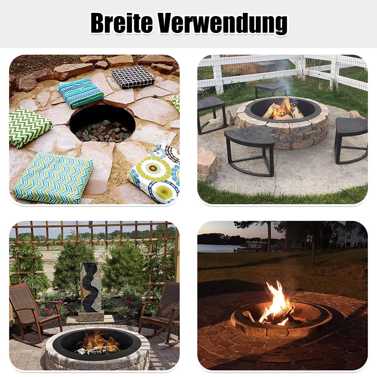 COSTWAY Feuerschale, 92 cm außen 77 cm innen, Feuerschalen für den Garten, runde Feuerstelle Outdoor, Brennschale Feuerstellenring, Metall, für Holzverbrennung Terrasse Camping, Schwarz