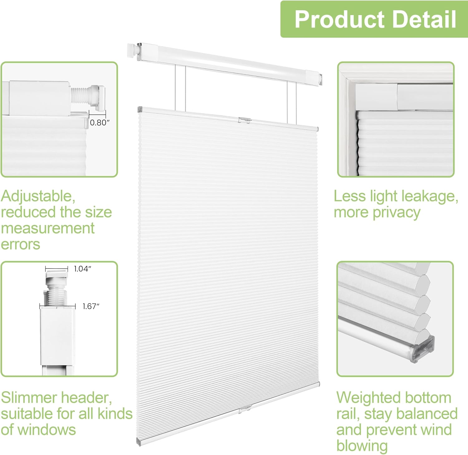 No Drill No Tools Blinds, Top Down Bottom Up Light Filtering Cellular Shades Cordless, Cordless Honeycomb Blinds for Indoor Windows,Easy to Install,White,Custom Size