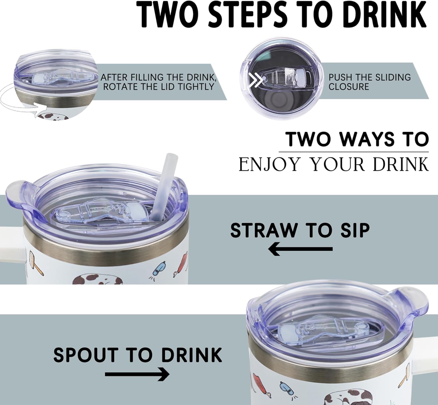 Dachshund Gifts for Women, 40 oz Dachshund Tumbler with Handle and Straw, Reusable Stainless Steel Dog Tumbler with Leak Proof Lid - Image 3