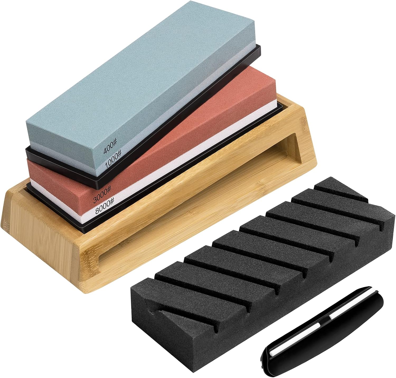 HOSOM Whetstone Knife Sharpener Kit, 400/1000 3000/8000