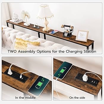 コンソールテーブル Amazon｜HOOBRO 63インチ ナローコンソールテーブル 充電