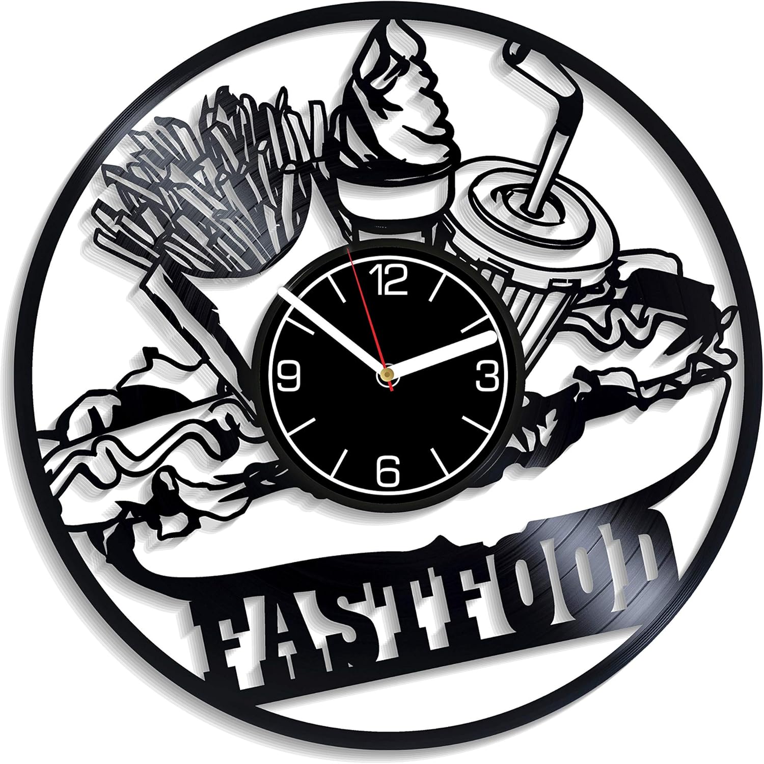Fast Food Vinyl Record Wall Clock Fast Food Kitchen Decoration 12 inch Wall Clock Food Art Gift For Her Fast Food Wall Art Food Clock Fast Food Wall Clock Large Food Gift Fast Food Vinyl Clock